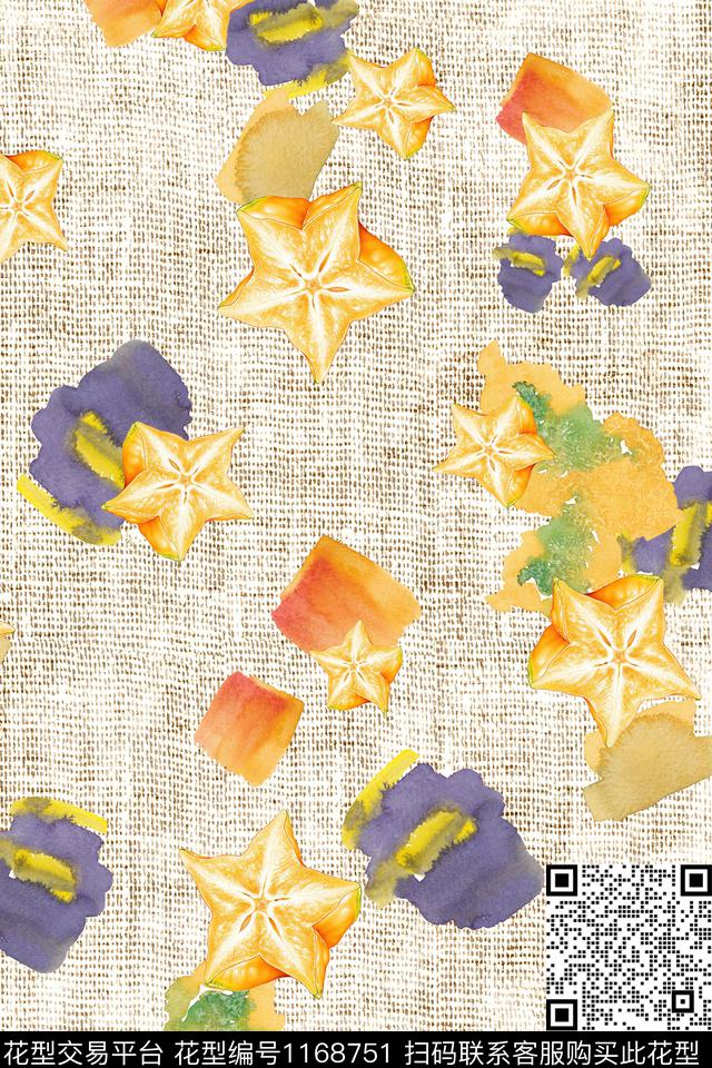 女装热带水果麻布华亿平台数码印花华亿平台下载（图片编号: 1168751） - 瓦栏（Walan）