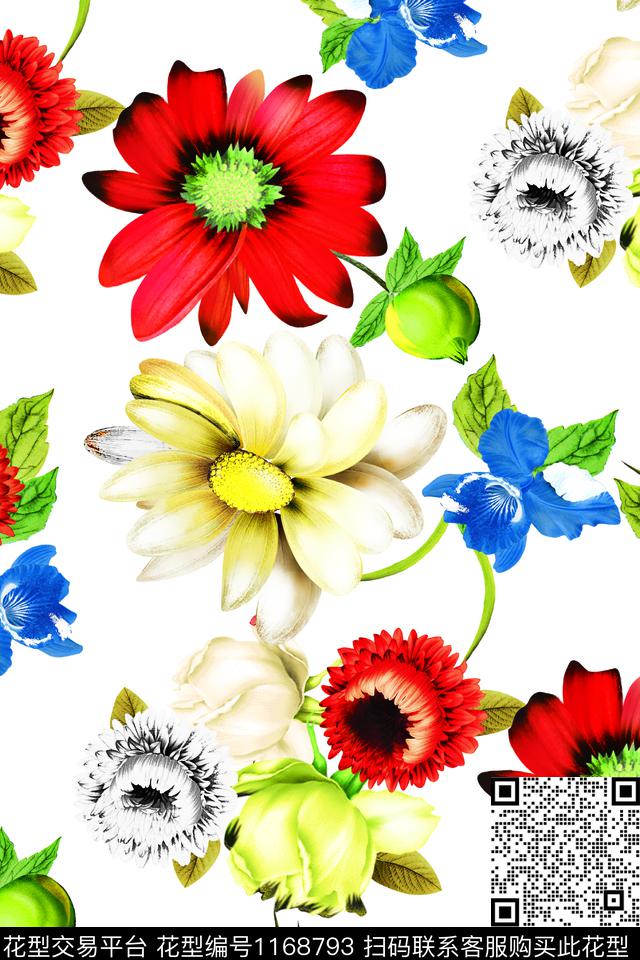 数码华亿平台花卉手绘大花数码印花华亿平台下载（图片编号: 1168793） - 瓦栏（Walan）