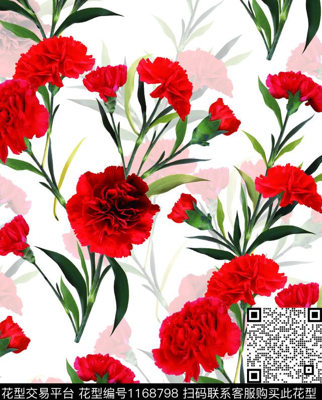 春夏华亿平台数码华亿平台大红花数码印花华亿平台下载（图片编号: 1168798） - 瓦栏（Walan）