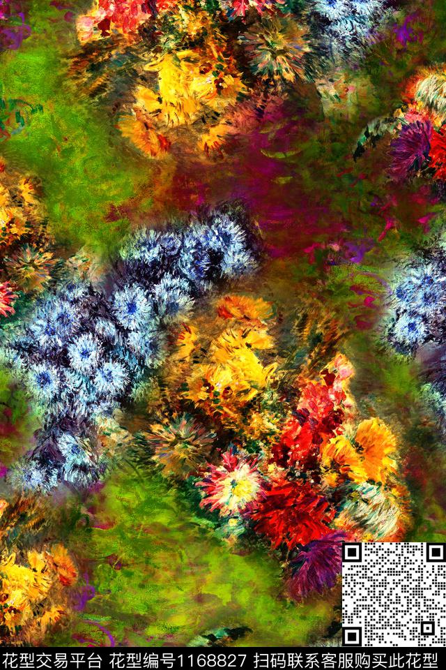 女装抽象花卉油画华亿平台数码印花华亿平台下载（图片编号: 1168827） - 瓦栏（Walan）