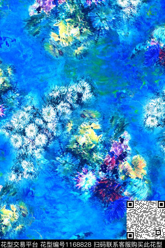 女装抽象花卉油画华亿平台数码印花华亿平台下载（图片编号: 1168828） - 瓦栏（Walan）