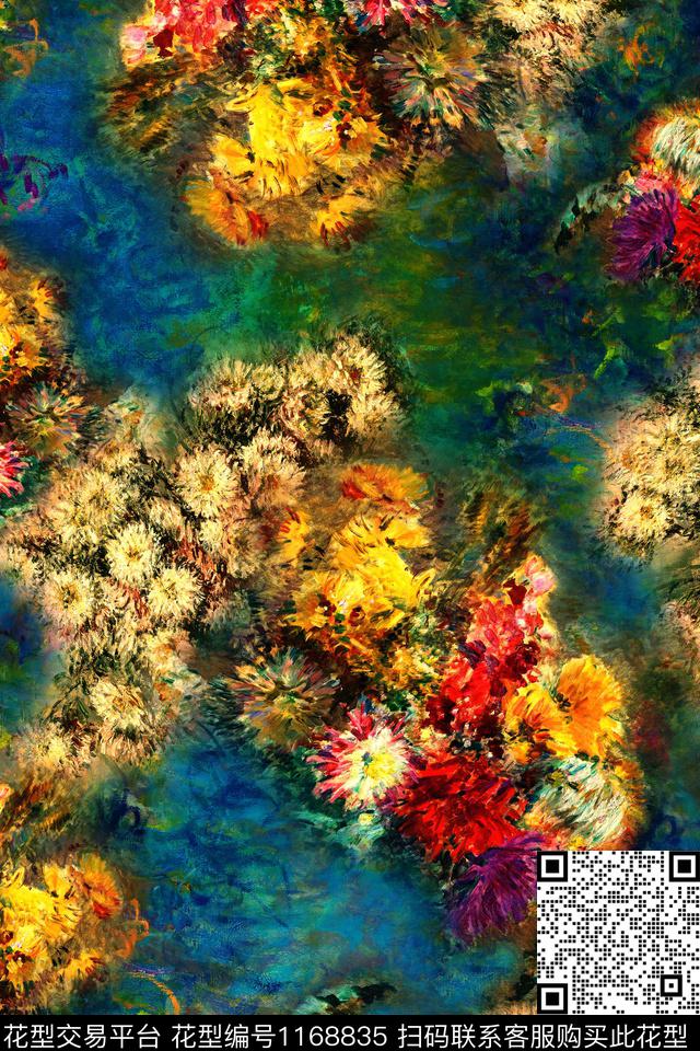 女装抽象花卉油画华亿平台数码印花华亿平台下载（图片编号: 1168835） - 瓦栏（Walan）