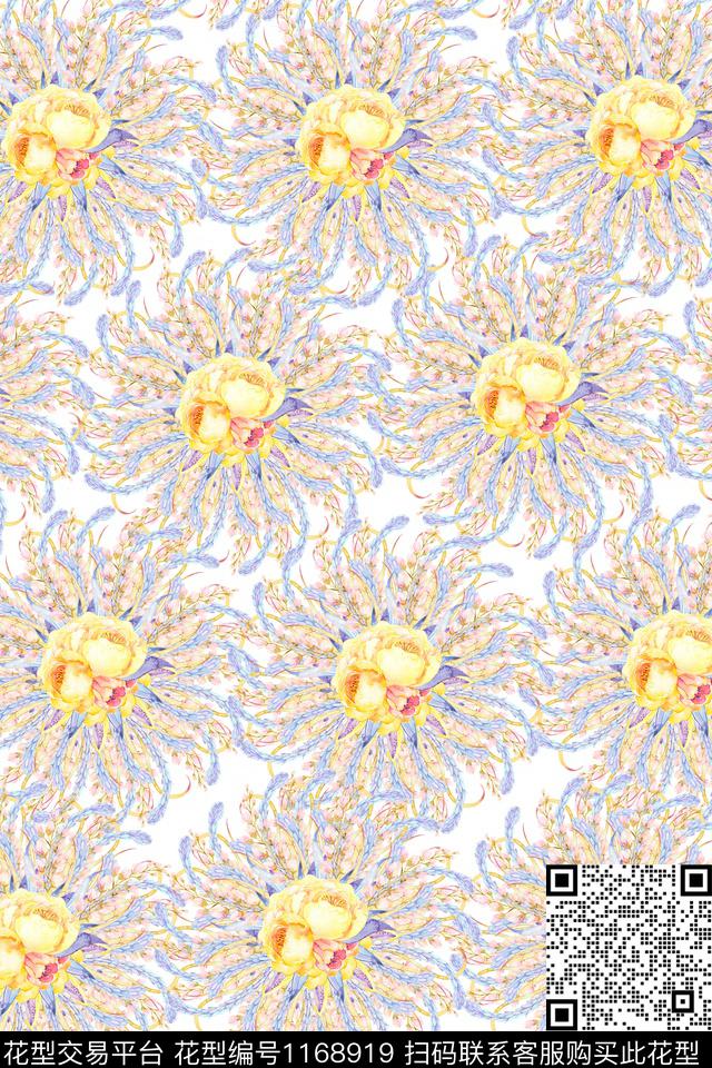 时尚水彩简约数码印花华亿平台下载（图片编号: 1168919） - 瓦栏（Walan）