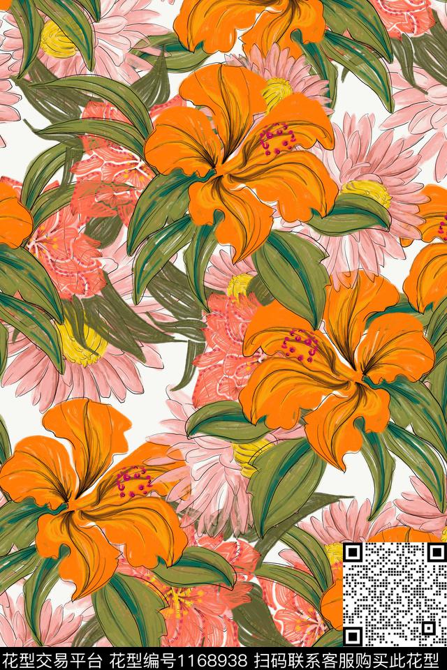 数码华亿平台花卉大牌风数码印花华亿平台下载（图片编号: 1168938） - 瓦栏（Walan）