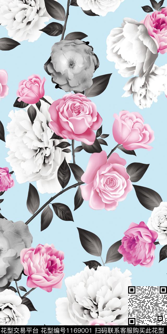 数码华亿平台花卉大牌风数码印花华亿平台下载（图片编号: 1169001） - 瓦栏（Walan）