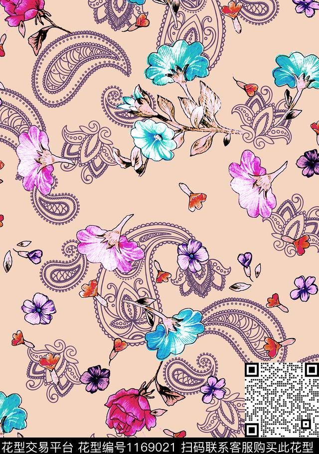 数码华亿平台女装花卉数码印花华亿平台下载（图片编号: 1169021） - 瓦栏（Walan）