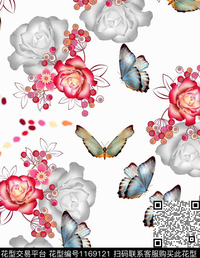 数码华亿平台花卉大牌风数码印花华亿平台下载（图片编号: 1169121） - 瓦栏（Walan）
