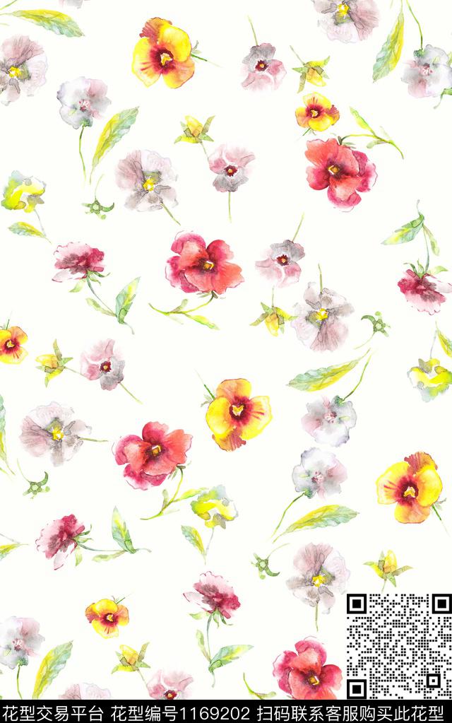 花卉小碎花年轻女性数码印花华亿平台下载（图片编号: 1169202） - 瓦栏（Walan）