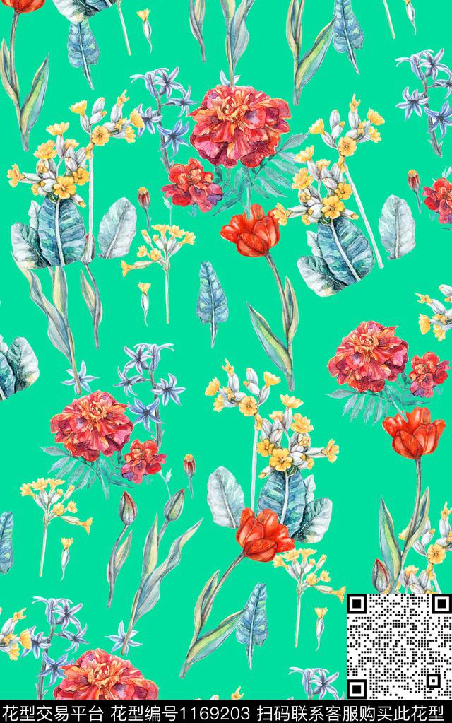 花卉小碎花年轻女性数码印花华亿平台下载（图片编号: 1169203） - 瓦栏（Walan）