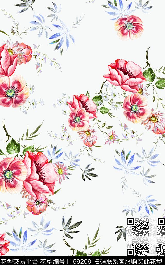 花卉小碎花年轻女性数码印花华亿平台下载（图片编号: 1169209） - 瓦栏（Walan）