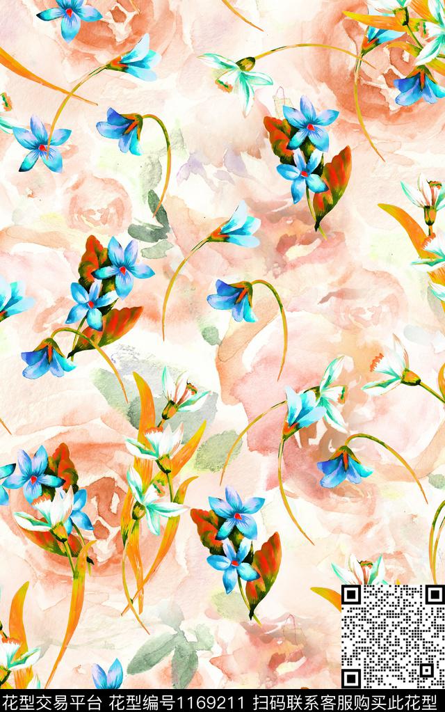 花卉小碎花年轻女性数码印花华亿平台下载（图片编号: 1169211） - 瓦栏（Walan）