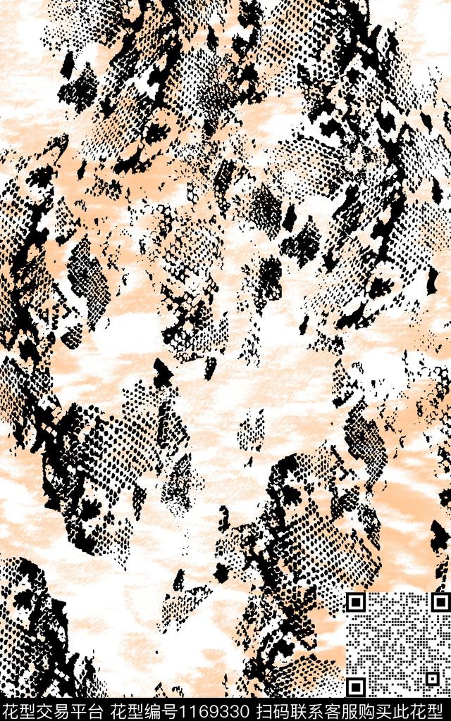 抽象动物蛇数码印花华亿平台下载（图片编号: 1169330） - 瓦栏（Walan）