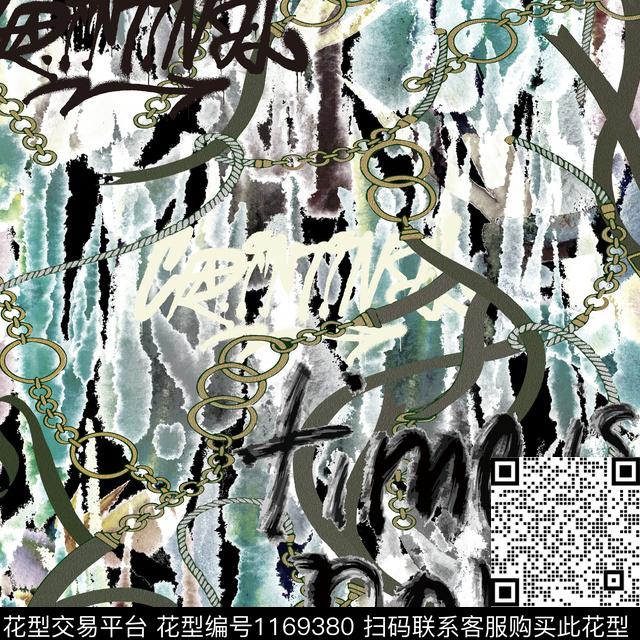 字母潮牌抽象数码印花华亿平台下载（图片编号: 1169380） - 瓦栏（Walan）