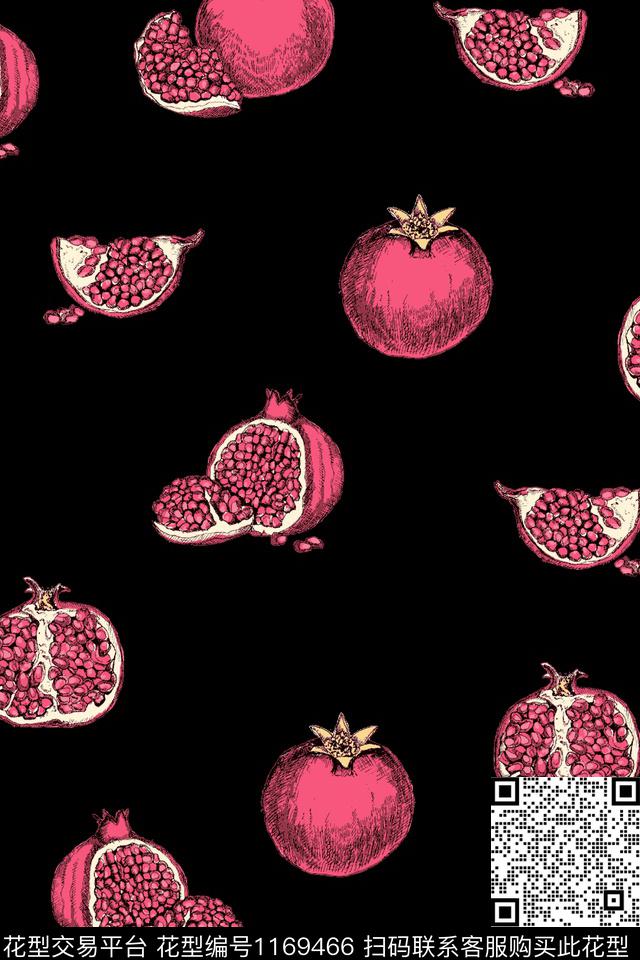 水果卡通石榴数码印花华亿平台下载（图片编号: 1169466） - 瓦栏（Walan）