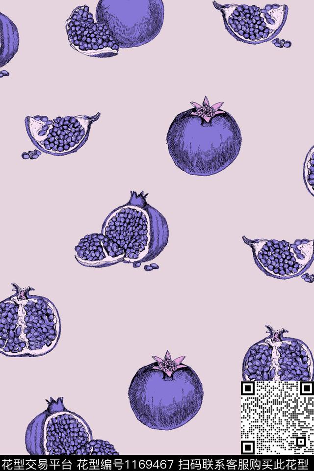 水果卡通石榴数码印花华亿平台下载（图片编号: 1169467） - 瓦栏（Walan）