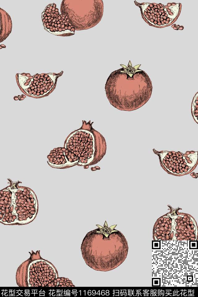 水果卡通石榴数码印花华亿平台下载（图片编号: 1169468） - 瓦栏（Walan）