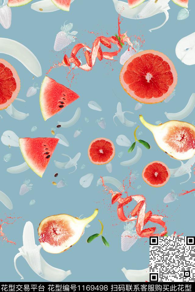时尚水果底纹数码印花华亿平台下载（图片编号: 1169498） - 瓦栏（Walan）