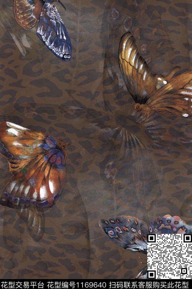 数码华亿平台蝴蝶手绘花卉数码印花华亿平台下载（图片编号: 1169640） - 瓦栏（Walan）