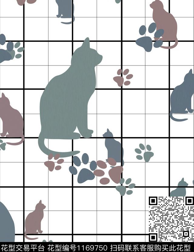 动物纹格子印花数码印花华亿平台下载（图片编号: 1169750） - 瓦栏（Walan）