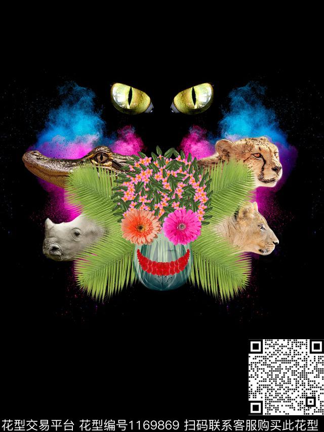 骷髅动物头眼睛数码印花华亿平台下载（图片编号: 1169869） - 瓦栏（Walan）