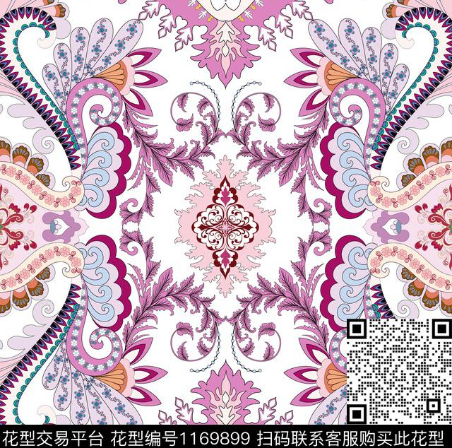 古典花纹抽象大牌风数码印花华亿平台下载（图片编号: 1169899） - 瓦栏（Walan）