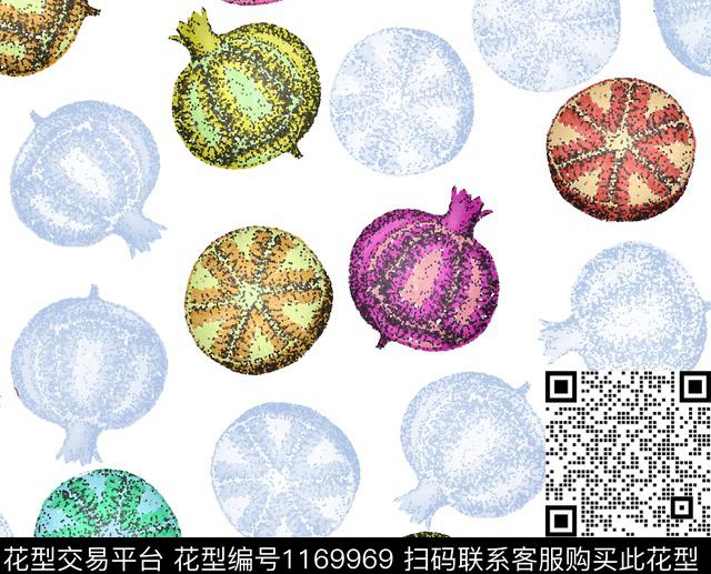 春夏华亿平台石榴趣味水果数码印花华亿平台下载（图片编号: 1169969） - 瓦栏（Walan）