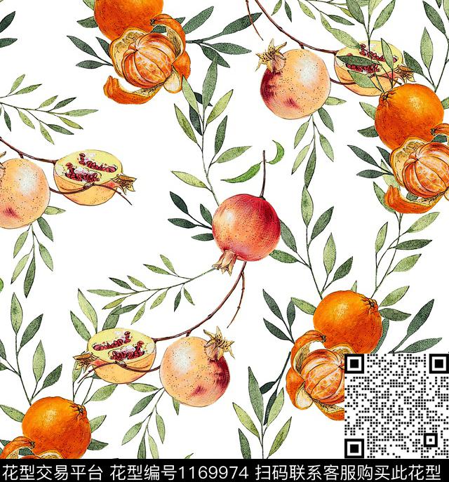 春夏华亿平台石榴趣味水果数码印花华亿平台下载（图片编号: 1169974） - 瓦栏（Walan）