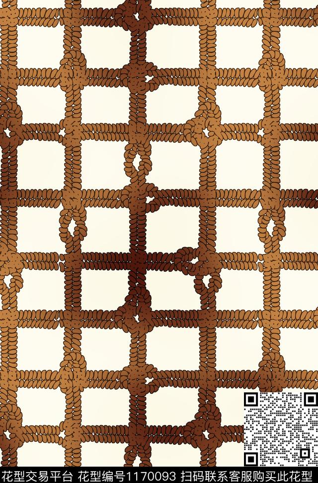 大牌风格子绳结传统印花华亿平台下载（图片编号: 1170093） - 瓦栏（Walan）