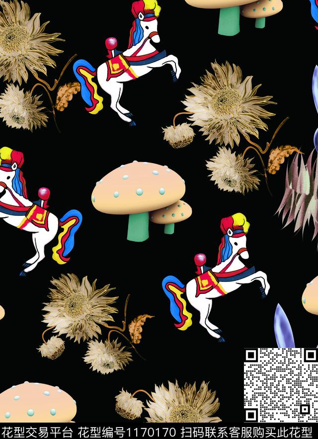 蘑菇可爱莫妮卡-大牌华亿平台数码印花华亿平台下载（图片编号: 1170170） - 瓦栏（Walan）