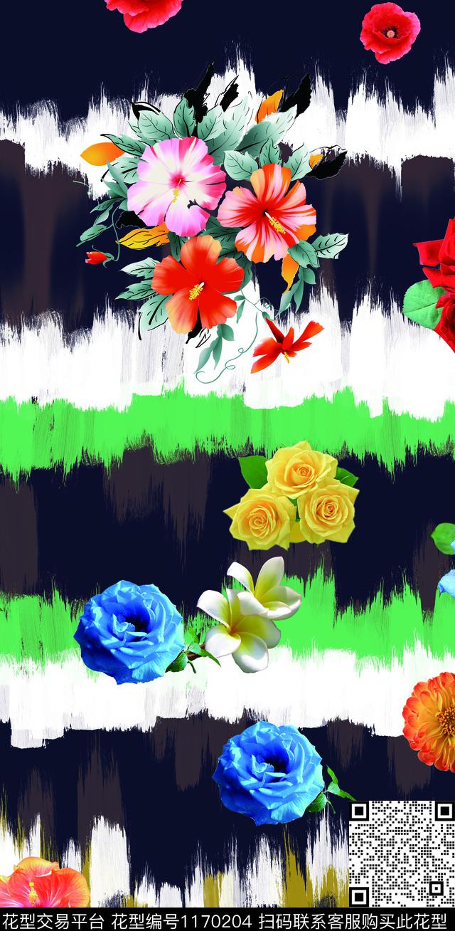 数码华亿平台水彩花卉莫妮卡-大牌华亿平台数码印花华亿平台下载（图片编号: 1170204） - 瓦栏（Walan）