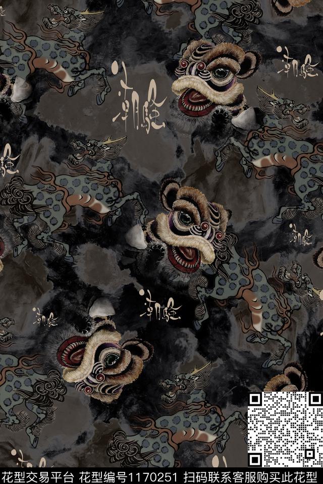 中国风中国文化Fei-男装数码印花华亿平台下载（图片编号: 1170251） - 瓦栏（Walan）