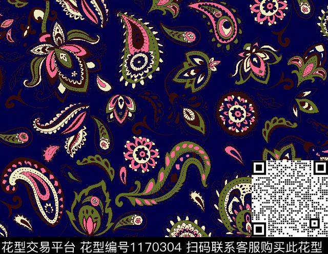 数码华亿平台花卉佩斯利传统印花华亿平台下载（图片编号: 1170304） - 瓦栏（Walan）