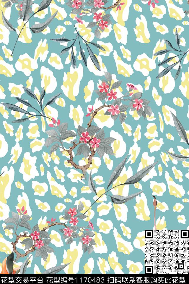 春夏华亿平台几何花卉数码印花华亿平台下载（图片编号: 1170483） - 瓦栏（Walan）