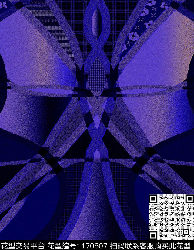 几何格子线条数码印花华亿平台下载（图片编号: 1170607） - 瓦栏（Walan）