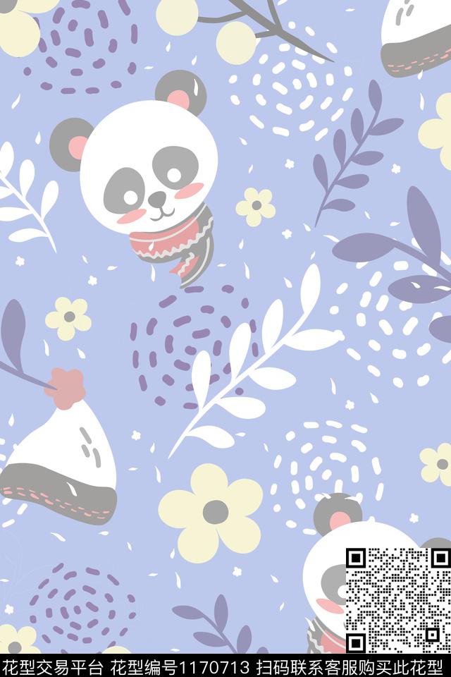 小碎花熊猫动物数码印花华亿平台下载（图片编号: 1170713） - 瓦栏（Walan）