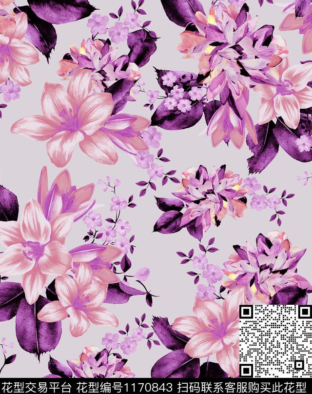 休闲花卉成熟数码印花华亿平台下载（图片编号: 1170843） - 瓦栏（Walan）