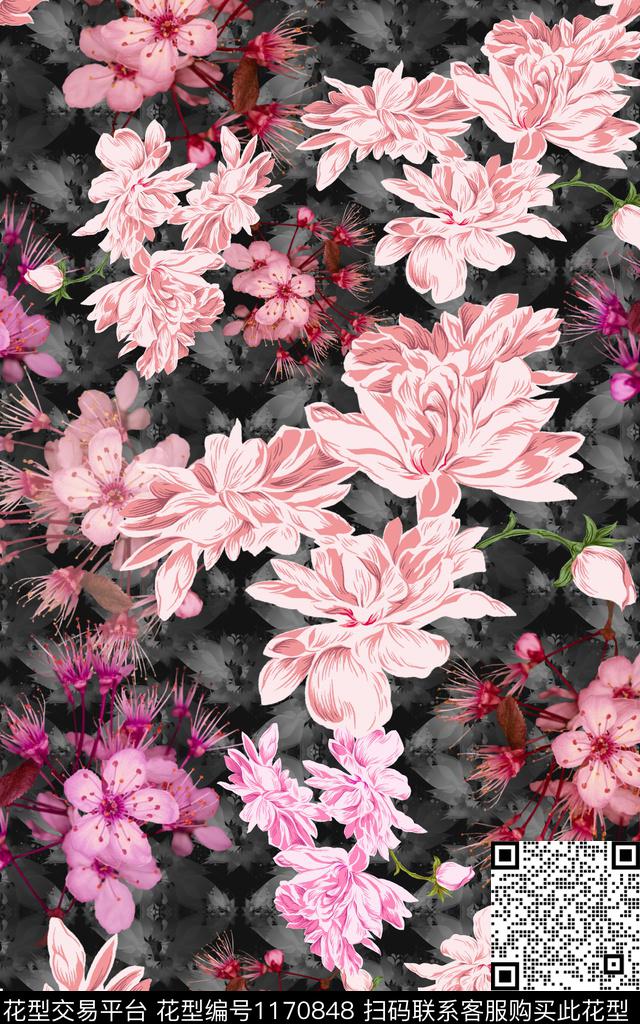 女装肌理花卉数码印花华亿平台下载（图片编号: 1170848） - 瓦栏（Walan）