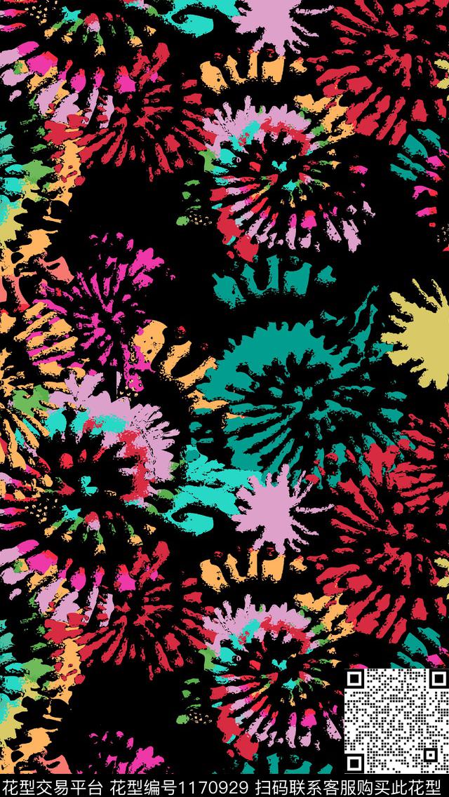 时尚涂鸦抽象传统印花华亿平台下载（图片编号: 1170929） - 瓦栏（Walan）