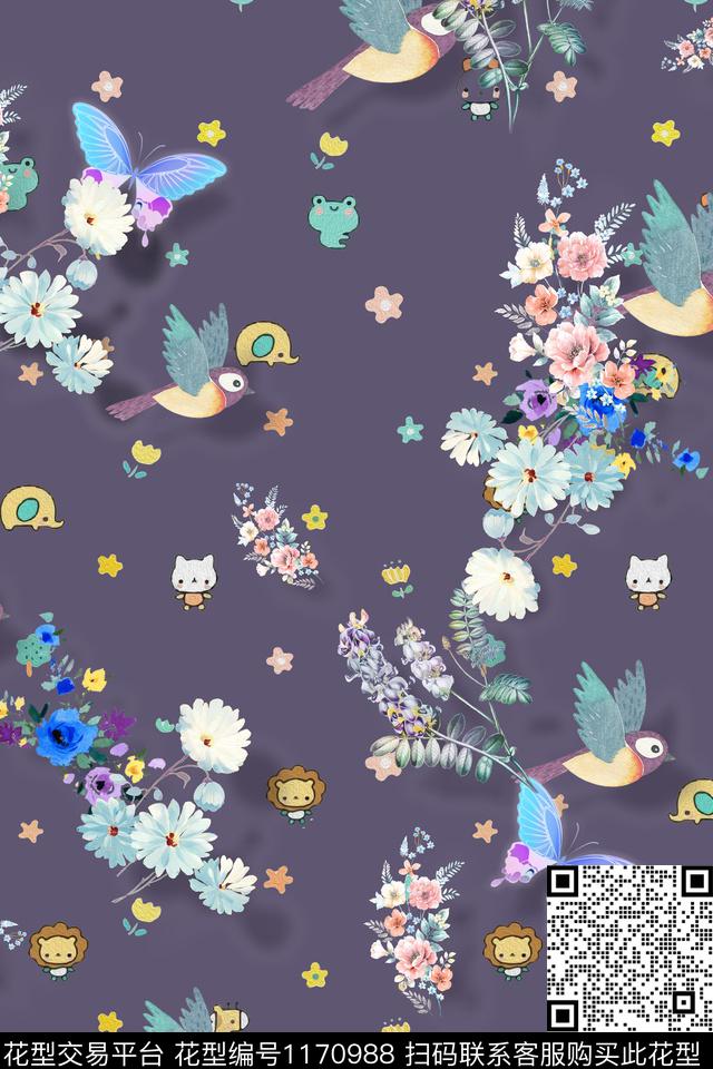 数码华亿平台花卉满版散花数码印花华亿平台下载（图片编号: 1170988） - 瓦栏（Walan）