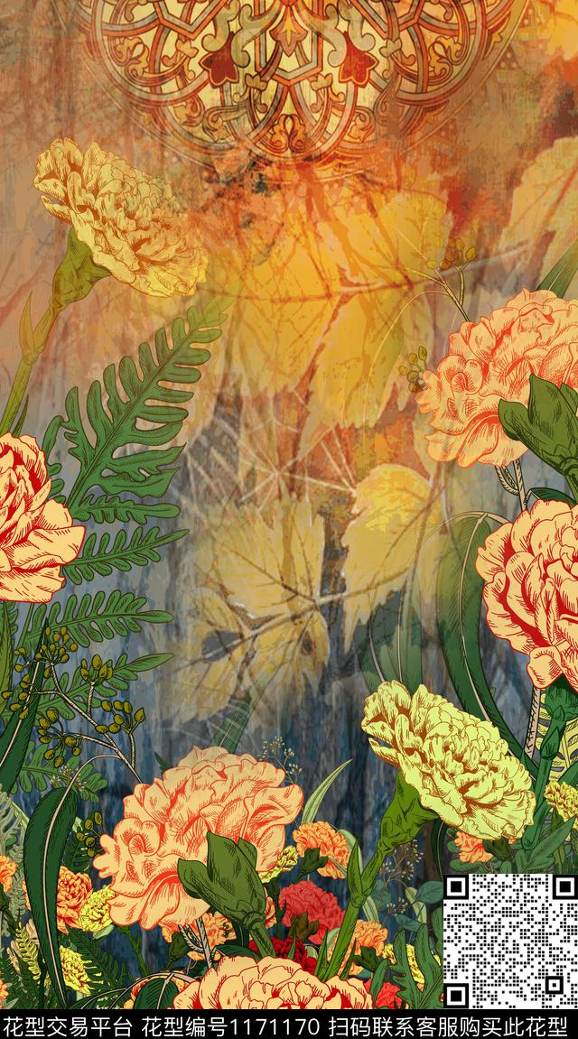 女装花卉定位花数码印花华亿平台下载（图片编号: 1171170） - 瓦栏（Walan）