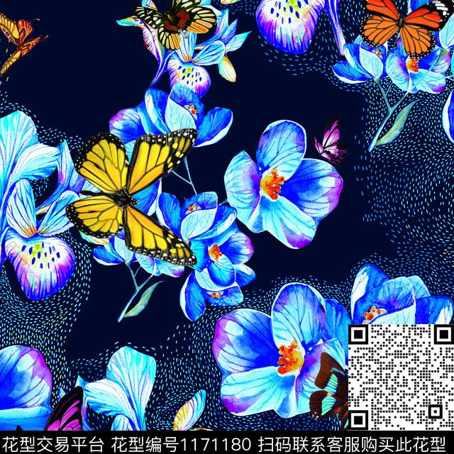 时尚数码华亿平台蝴蝶数码印花华亿平台下载（图片编号: 1171180） - 瓦栏（Walan）