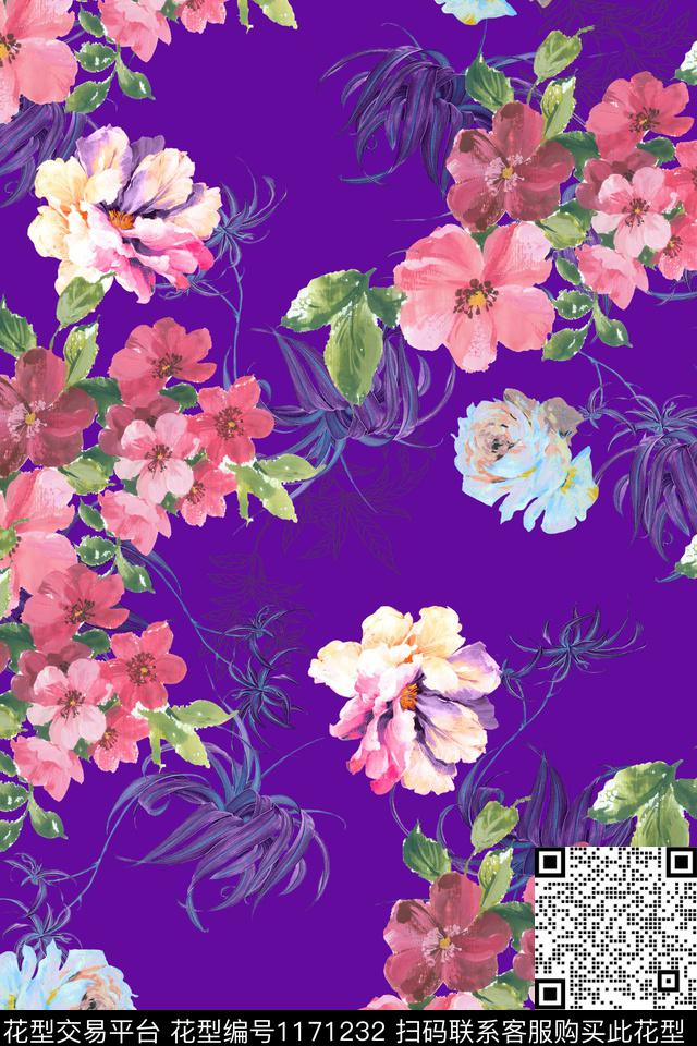 时尚花卉大牌风数码印花华亿平台下载（图片编号: 1171232） - 瓦栏（Walan）
