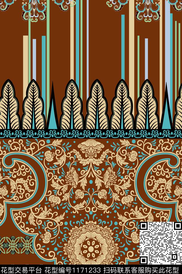 抽象大牌风复古数码印花华亿平台下载（图片编号: 1171233） - 瓦栏（Walan）