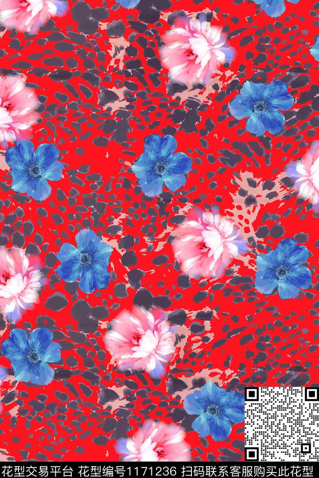 时尚花卉大牌风数码印花华亿平台下载（图片编号: 1171236） - 瓦栏（Walan）