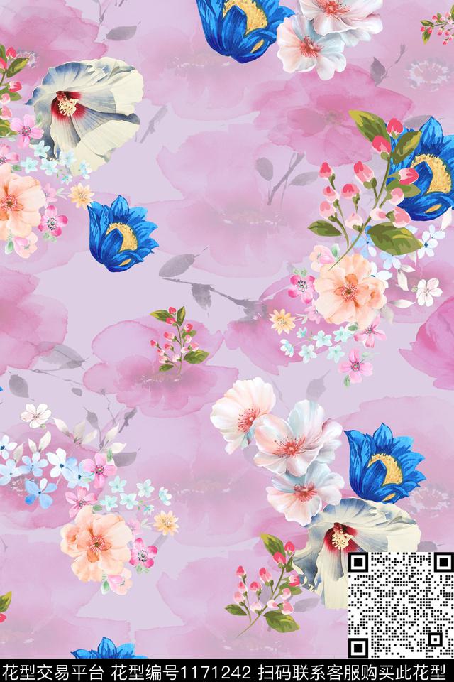 数码华亿平台花卉满版散花数码印花华亿平台下载（图片编号: 1171242） - 瓦栏（Walan）