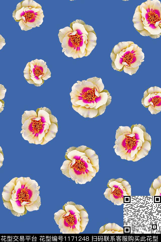 数码华亿平台花卉满版散花数码印花华亿平台下载（图片编号: 1171248） - 瓦栏（Walan）