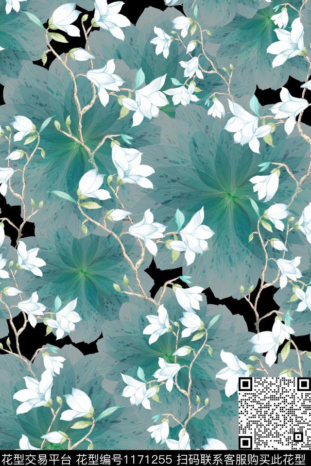 时尚花卉大牌风数码印花华亿平台下载（图片编号: 1171255） - 瓦栏（Walan）