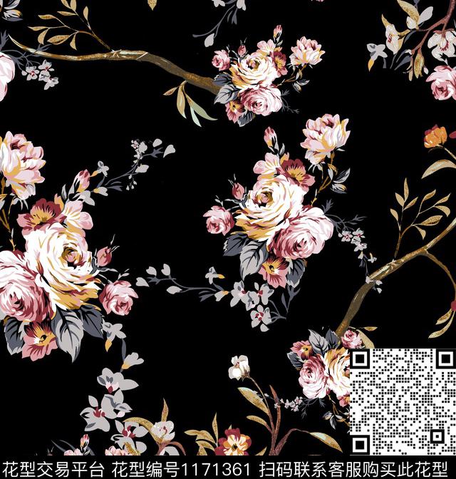 数码华亿平台清爽底花卉花卉数码印花华亿平台下载（图片编号: 1171361） - 瓦栏（Walan）