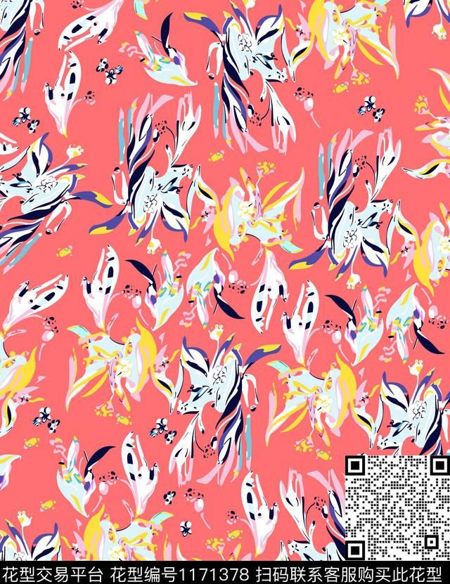 数码华亿平台几何花卉数码印花华亿平台下载（图片编号: 1171378） - 瓦栏（Walan）