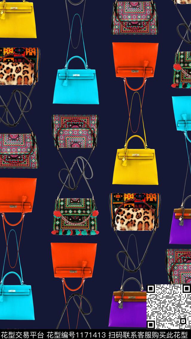 几何大牌风定位花数码印花华亿平台下载（图片编号: 1171413） - 瓦栏（Walan）